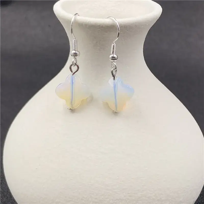 Pink Four-leaf Crystal Earrings for Women - Image 11