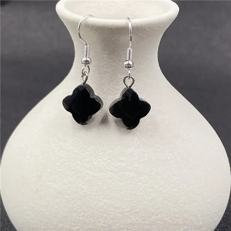 Pink Four-leaf Crystal Earrings for Women - Image 13
