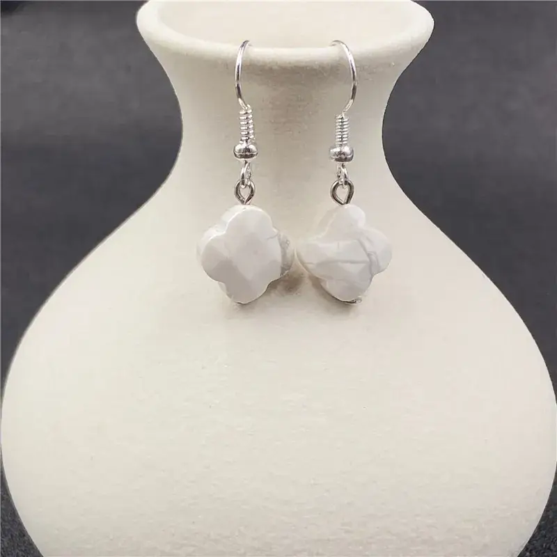 Pink Four-leaf Crystal Earrings for Women - Image 14