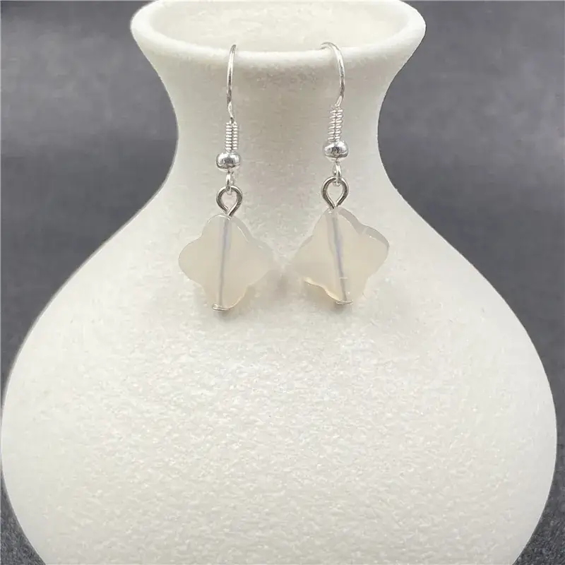 Pink Four-leaf Crystal Earrings for Women - Image 4