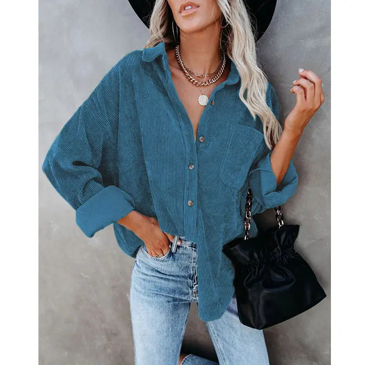 Women's 2025 Cross-Border Cotton Shirt with Lapel Pin - Image 8