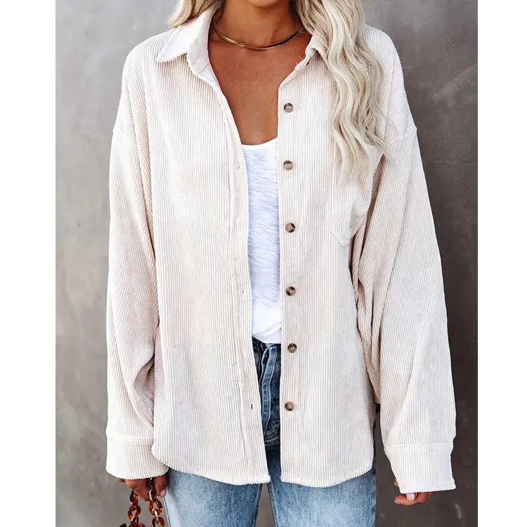 Women's 2025 Cross-Border Cotton Shirt with Lapel Pin - Image 9