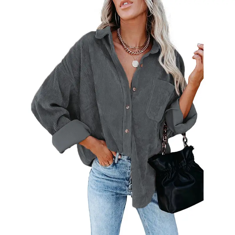 Women's 2025 Cross-Border Cotton Shirt with Lapel Pin - Image 3