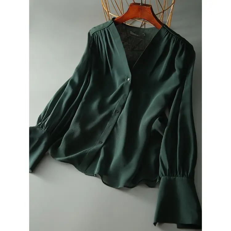 Korean Style Chiffon Choker Long Sleeve Maroon Top - Image 7