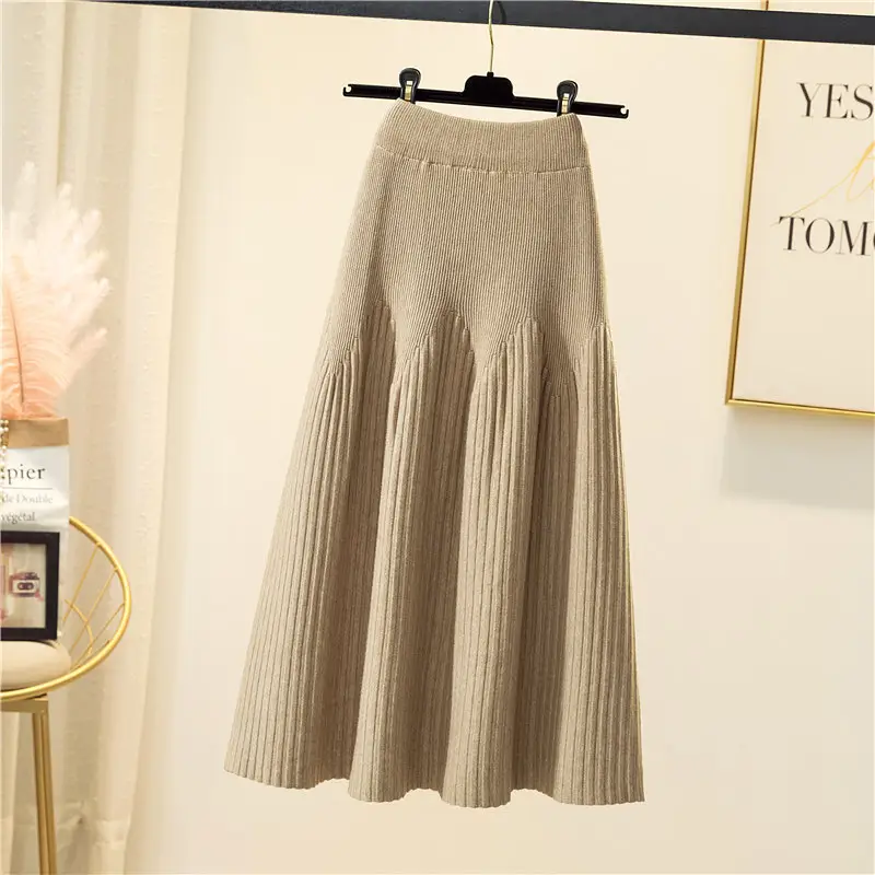 Women's Purple Knitted A-Line Skirt Winter Warm All Match - Image 8