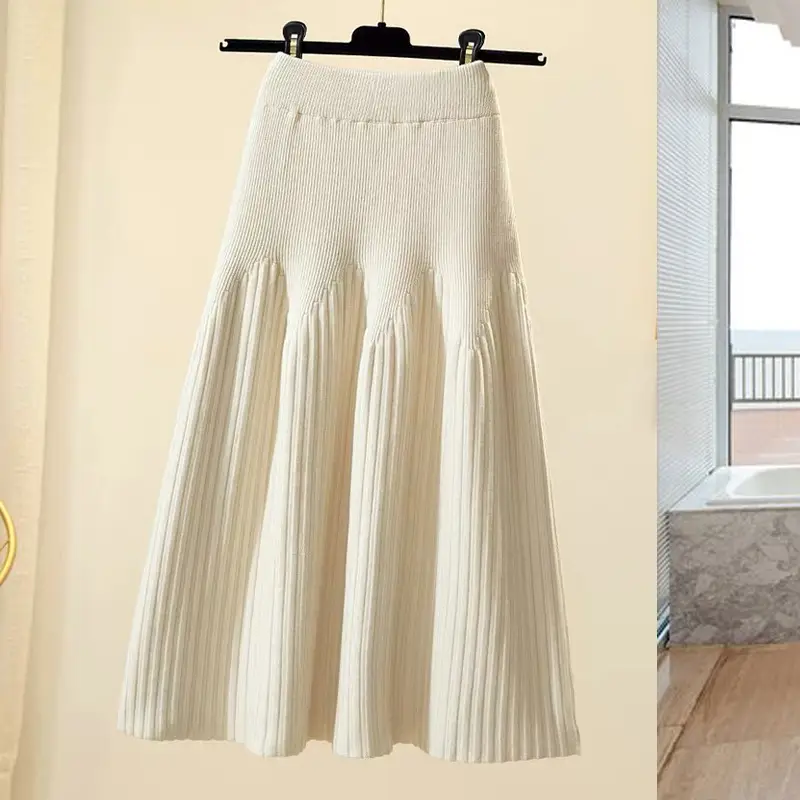 Women's Purple Knitted A-Line Skirt Winter Warm All Match - Image 9