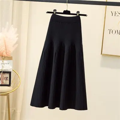 Women's Purple Knitted A-Line Skirt Winter Warm All Match - Image 2