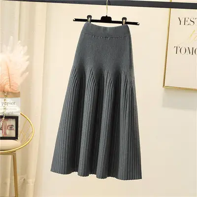 Women's Purple Knitted A-Line Skirt Winter Warm All Match - Image 3