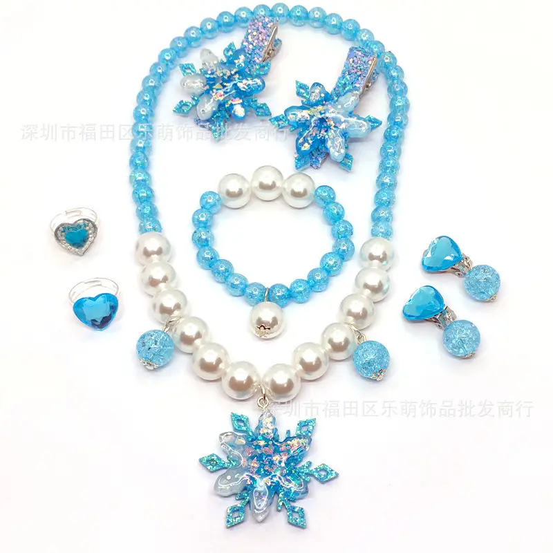 Pink Mermaid Hairpin Necklace Set for Girls