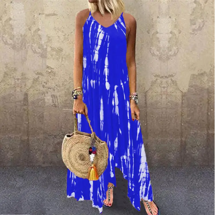 Yellow Tie-Dye Long Sleeve Dress with Tassel Bag - Image 8