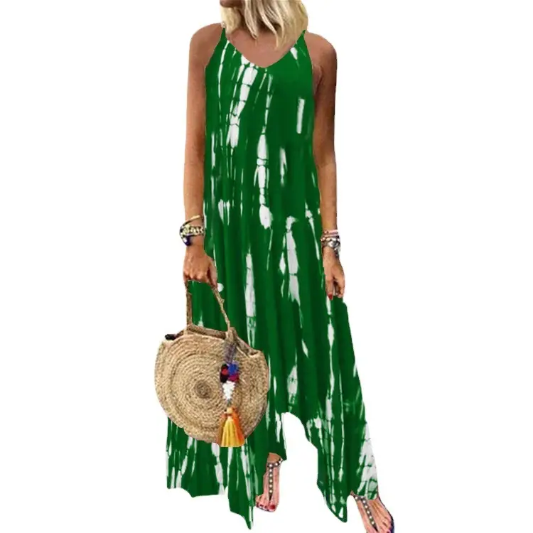 Yellow Tie-Dye Long Sleeve Dress with Tassel Bag - Image 11