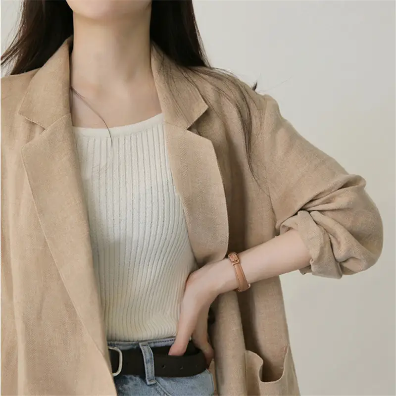 Women Thin Linen Suit 2021 Spring Summer Casual - Image 4