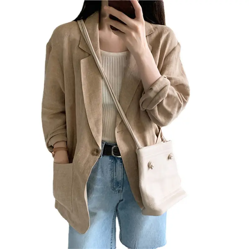 Women Thin Linen Suit 2021 Spring Summer Casual - Image 5