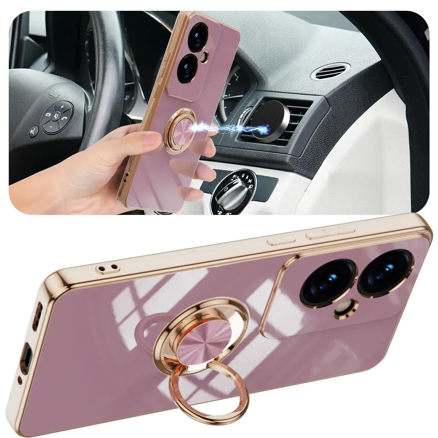 Japanese Version Gold Plated Mobile Phone Case with Ring Holder