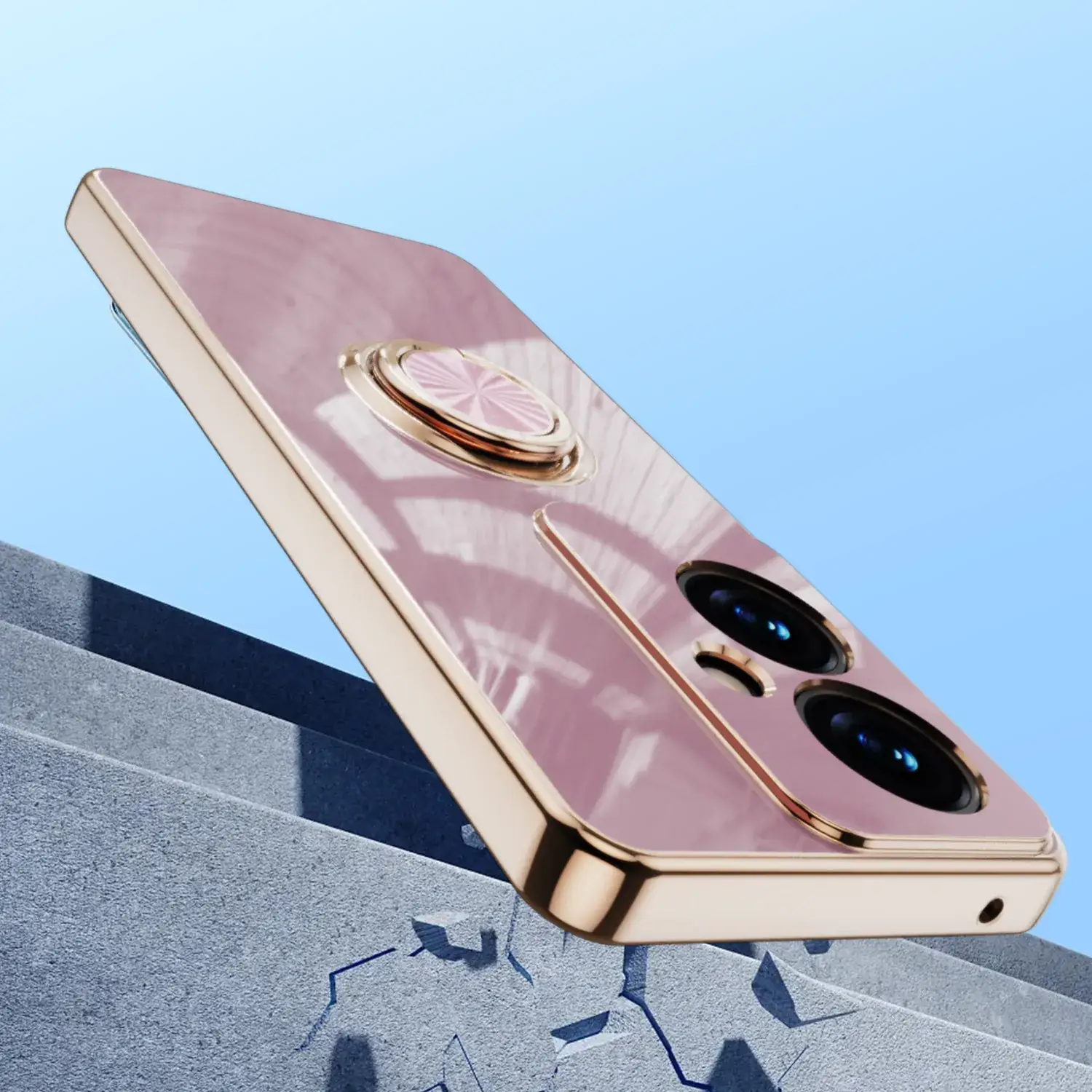 Japanese Version Gold Plated Mobile Phone Case with Ring Holder