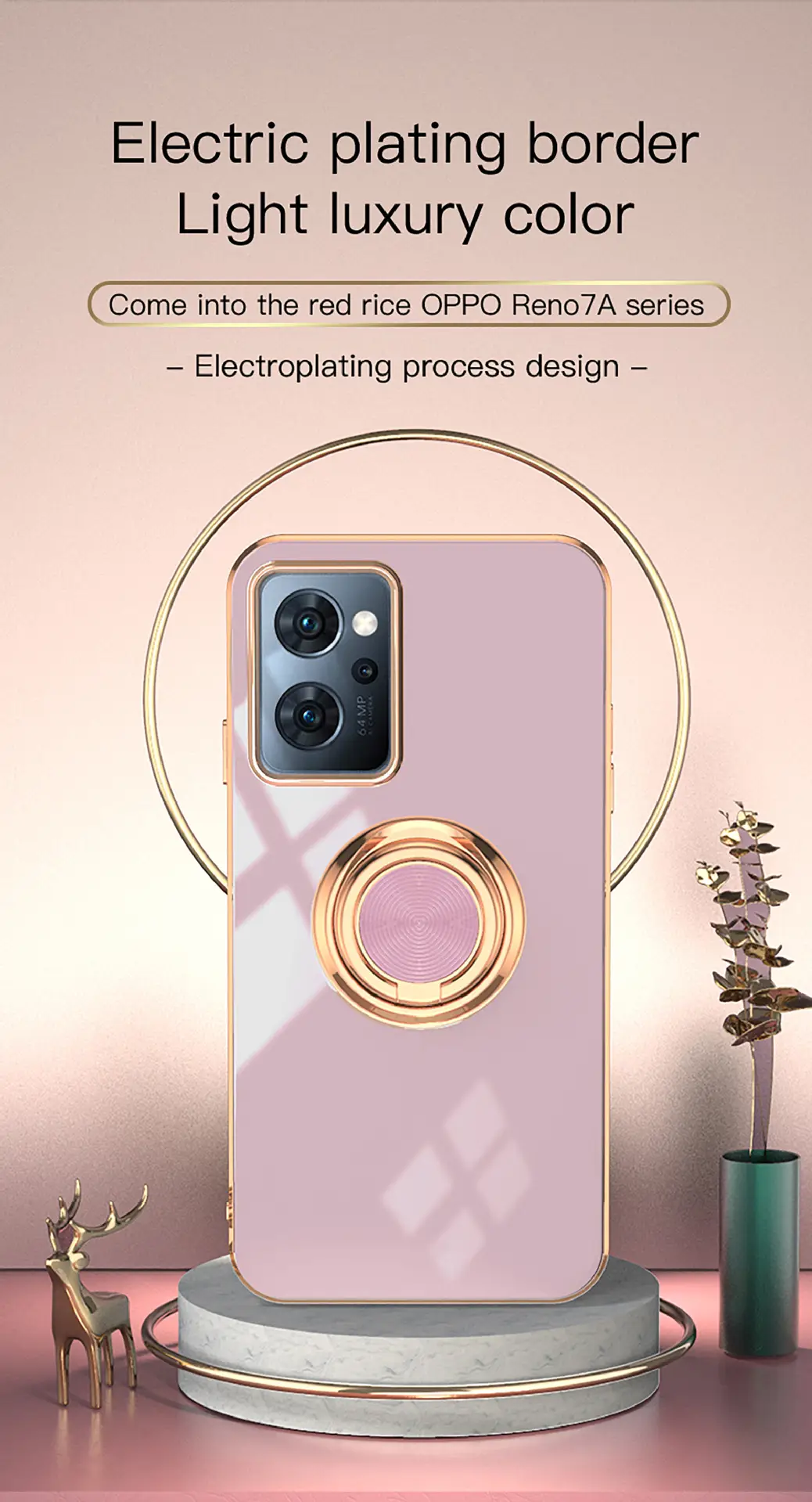 Japanese Version Gold Plated Mobile Phone Case with Ring Holder — feature 14