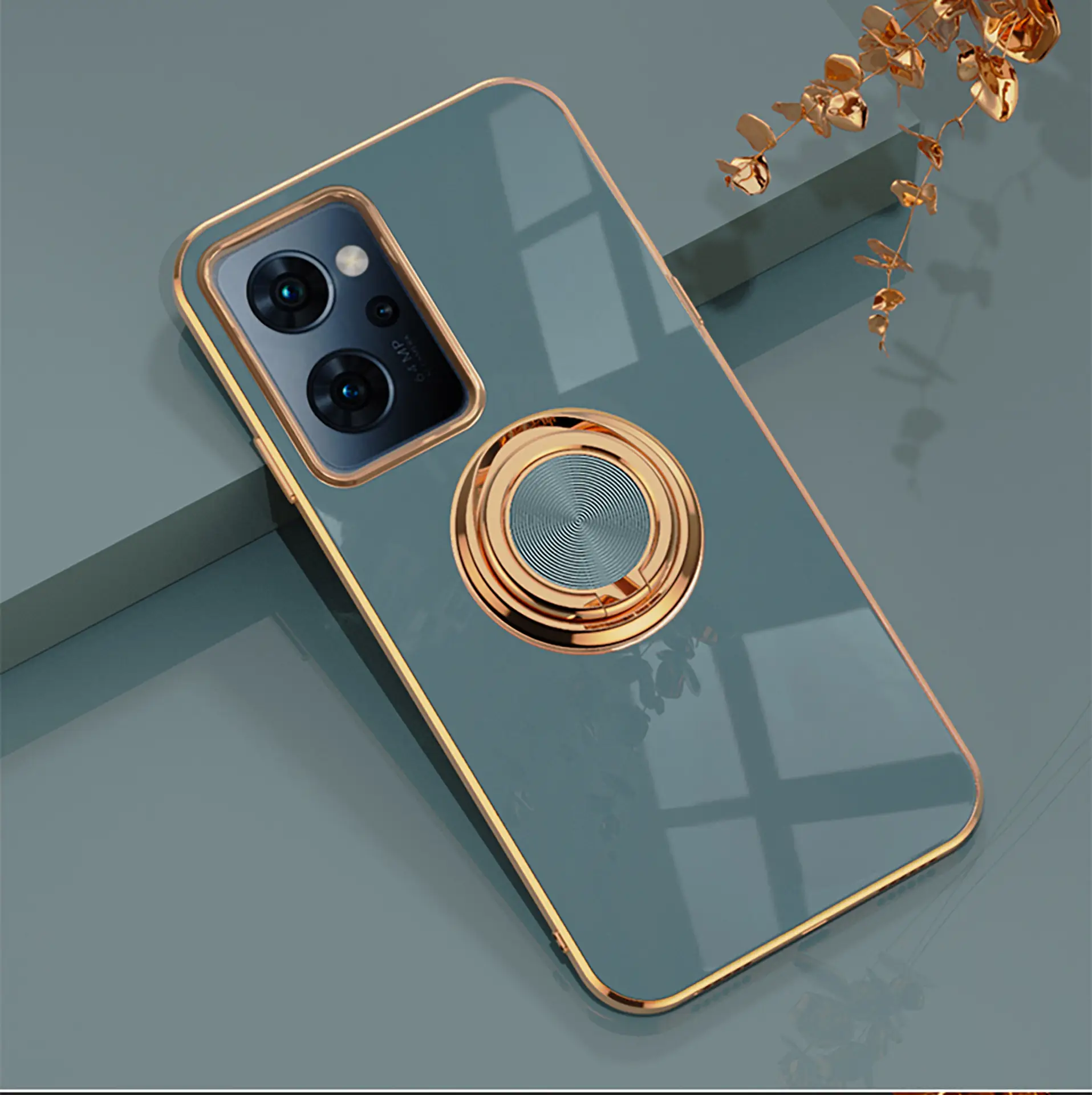 Japanese Version Gold Plated Mobile Phone Case with Ring Holder — feature 26