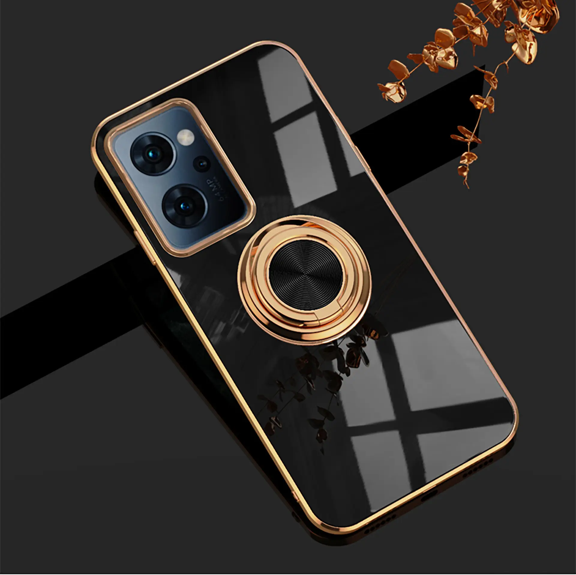Japanese Version Gold Plated Mobile Phone Case with Ring Holder — feature 27