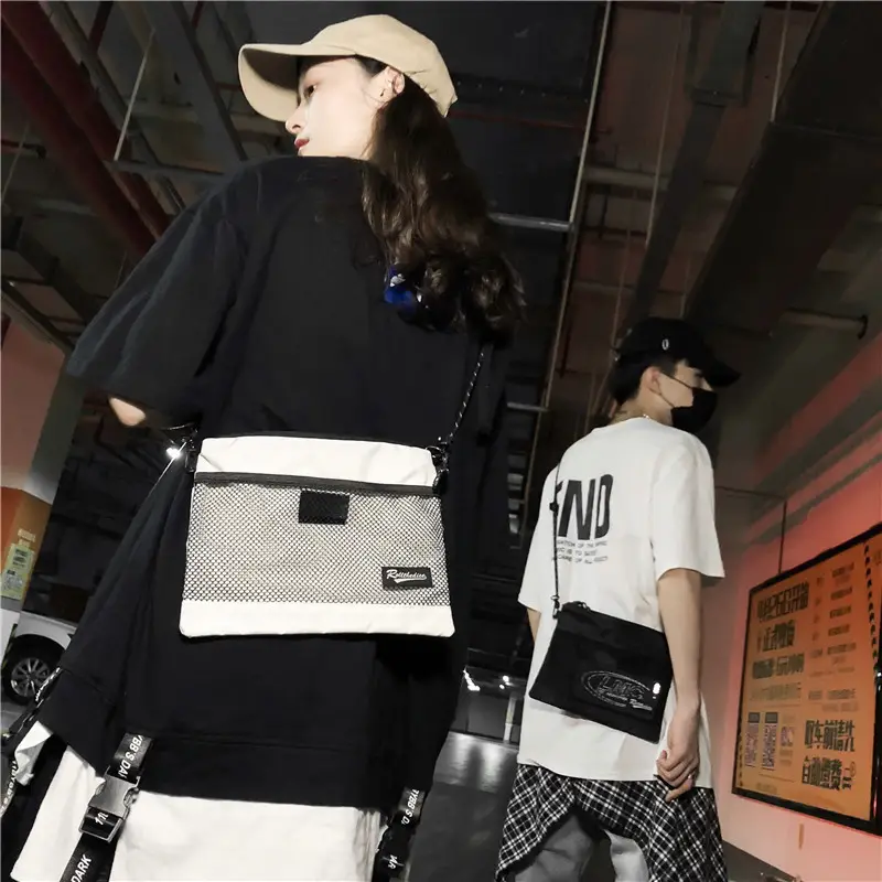 Japanese Style Crossbody Bag for Men Women Black Gray