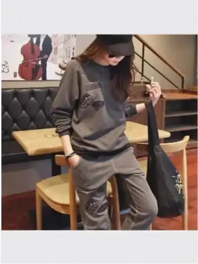 Women Casual Sweatshirt Track Suit Black Grey 2025 Winter - Image 4