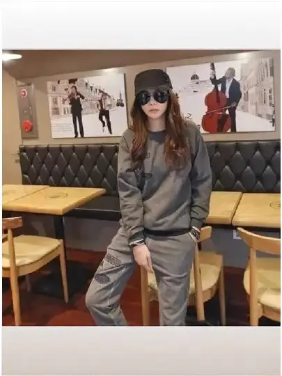 Women Casual Sweatshirt Track Suit Black Grey 2025 Winter - Image 6