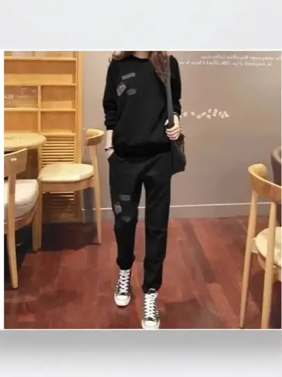 Women Casual Sweatshirt Track Suit Black Grey 2025 Winter - Image 7