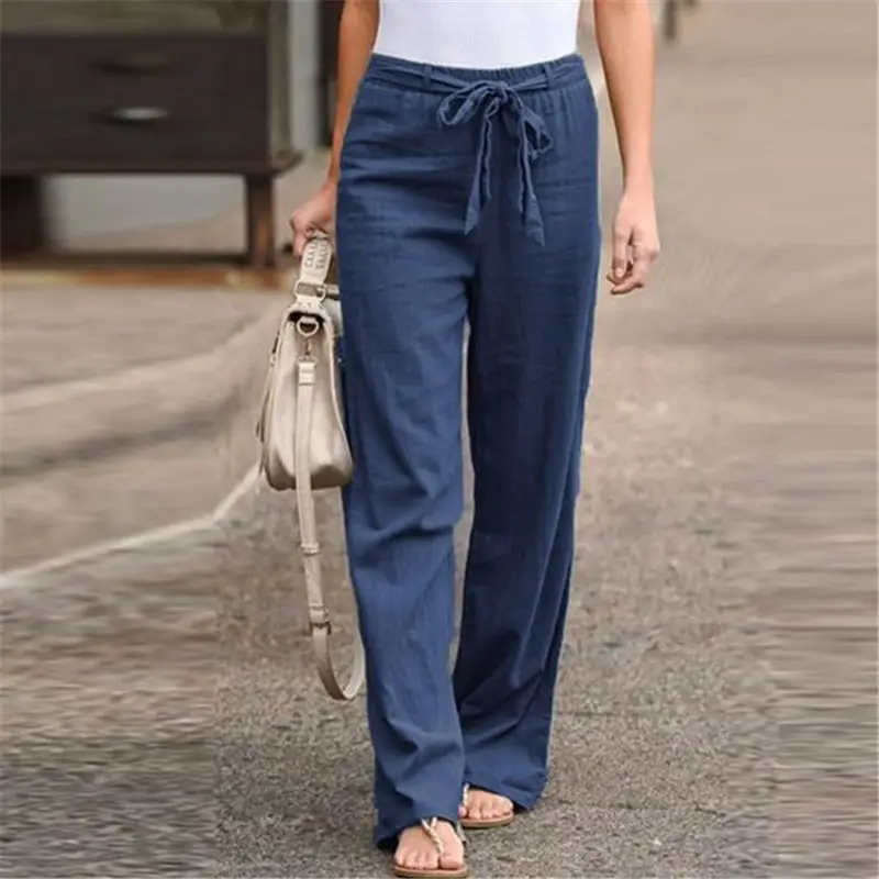 2023 Women Black Elastic Waist Loose Leg Pants - Image 6