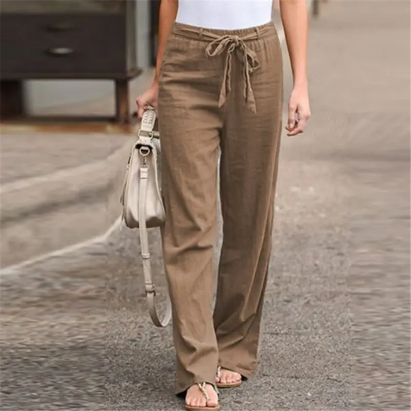 2023 Women Black Elastic Waist Loose Leg Pants - Image 2