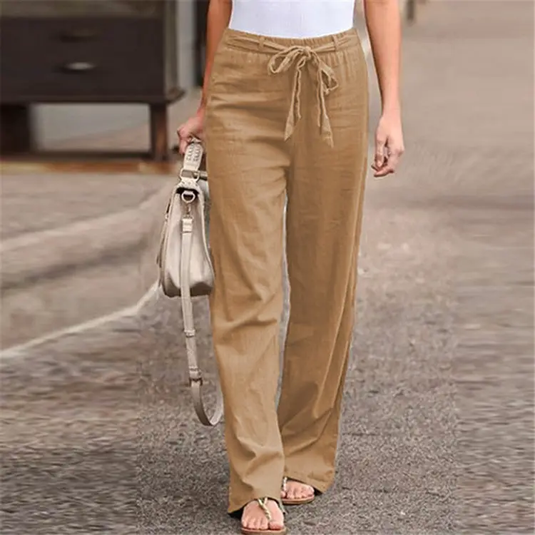 2023 Women Black Elastic Waist Loose Leg Pants - Image 7