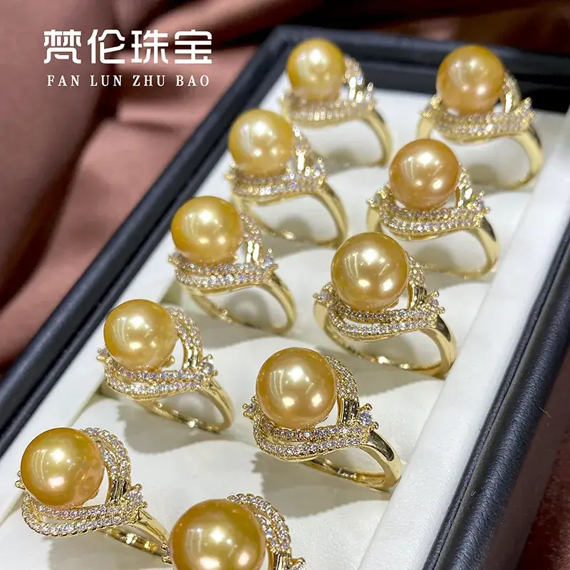 2025 Pearl Ring 18K Gold Filled 9mm Round Beads - Image 4