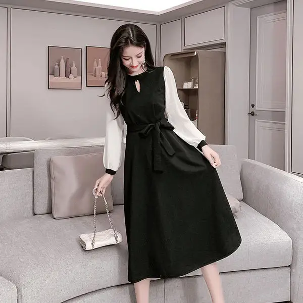 Black Long Sleeve Slim Fit Dress for Women - Image 4