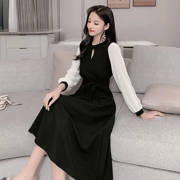 Black Long Sleeve Slim Fit Dress for Women - Image 5