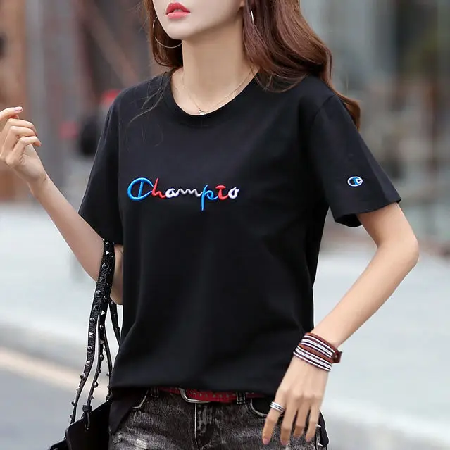Women Green Champion T-Shirt Short Sleeve Plus Size