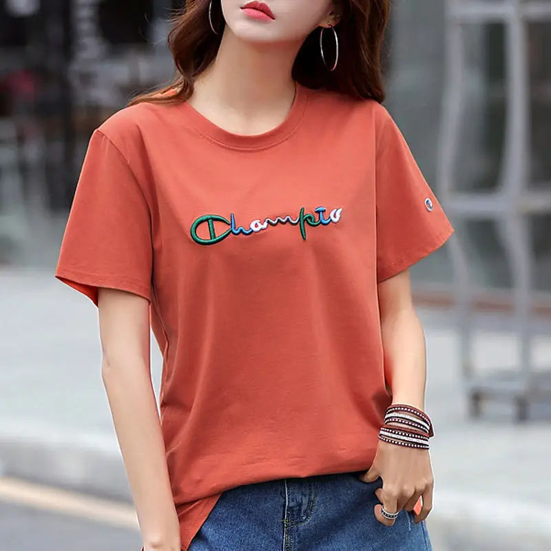 Women Green Champion T-Shirt Short Sleeve Plus Size
