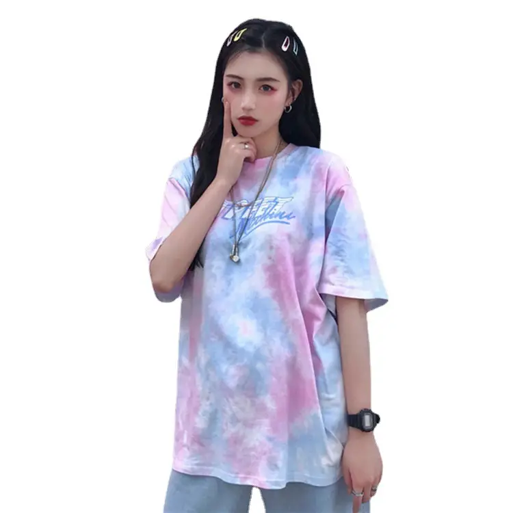 Korean Tie-Dye Mid-Length T-Shirt for Women