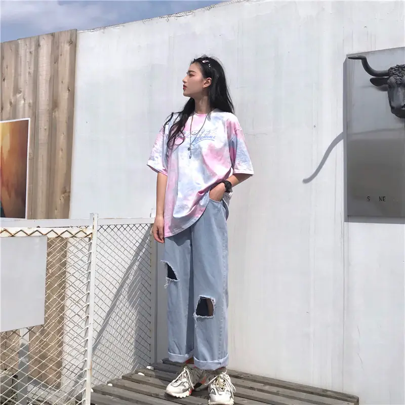 Korean Tie-Dye Mid-Length T-Shirt for Women — feature 10