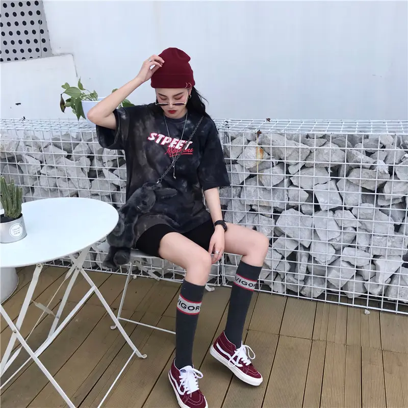 Korean Tie-Dye Mid-Length T-Shirt for Women — feature 12