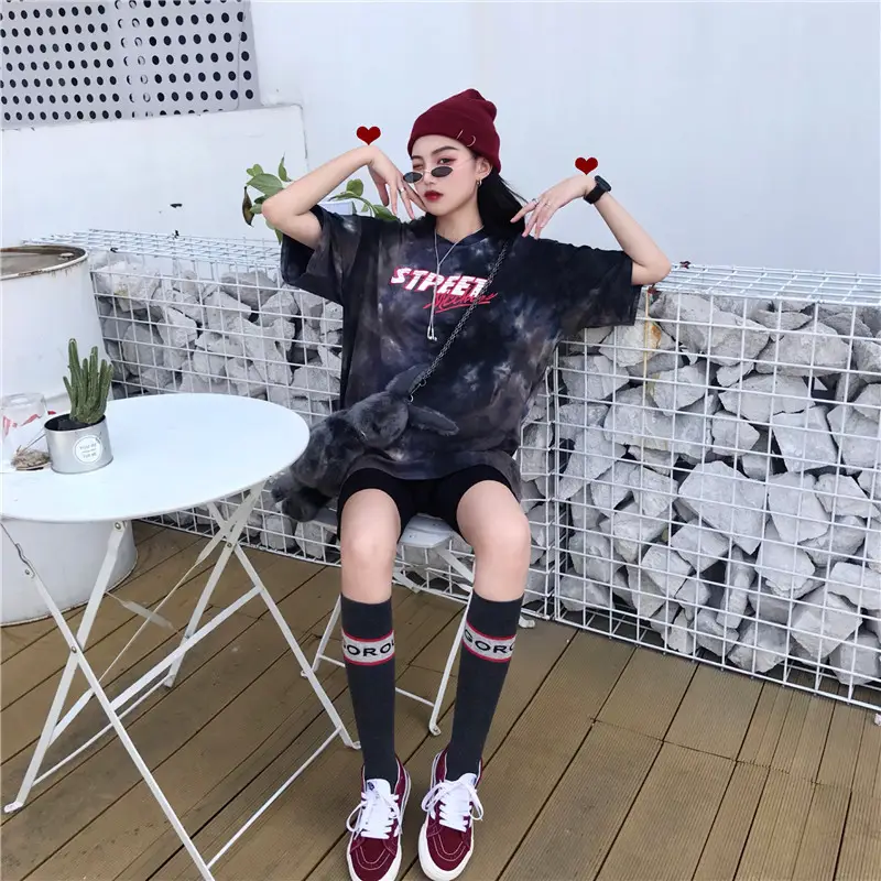 Korean Tie-Dye Mid-Length T-Shirt for Women — feature 13