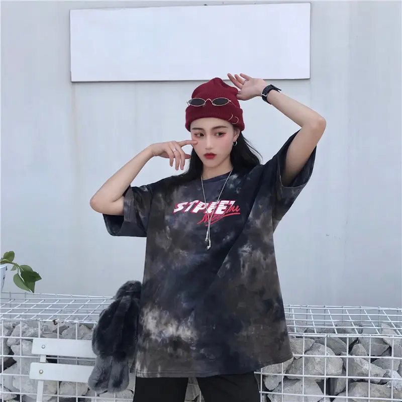 Korean Tie-Dye Mid-Length T-Shirt for Women — feature 14