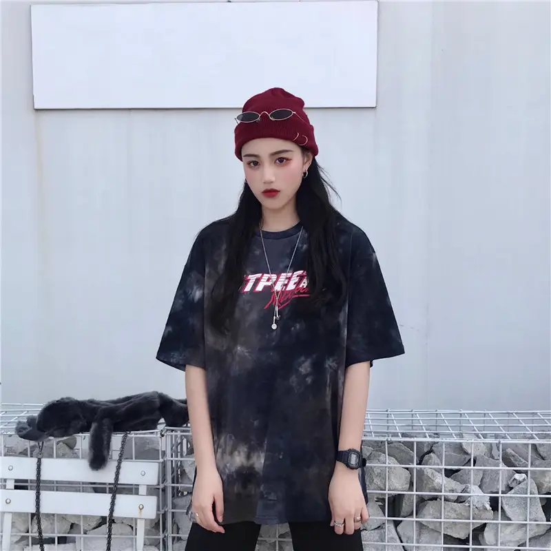 Korean Tie-Dye Mid-Length T-Shirt for Women — feature 15