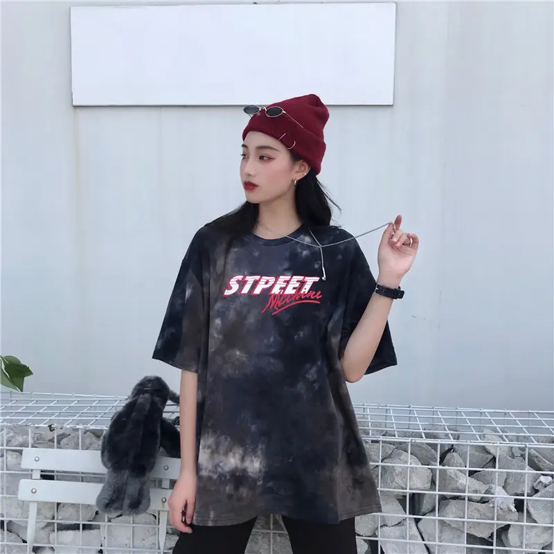 Korean Tie-Dye Mid-Length T-Shirt for Women — feature 16
