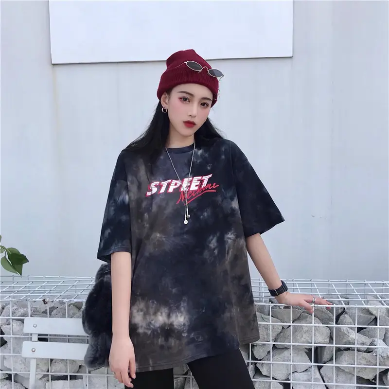 Korean Tie-Dye Mid-Length T-Shirt for Women — feature 17