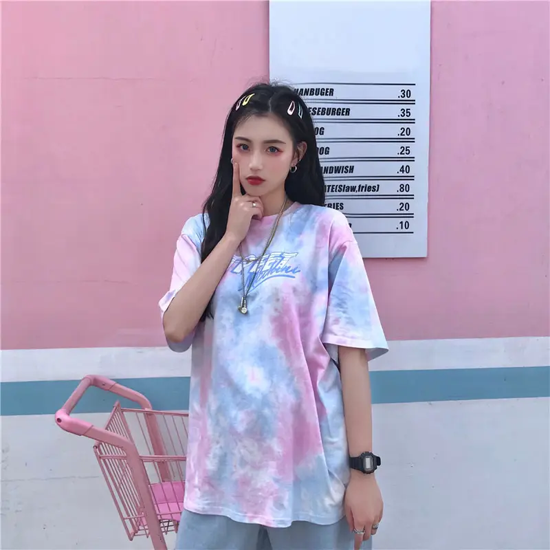 Korean Tie-Dye Mid-Length T-Shirt for Women — feature 7