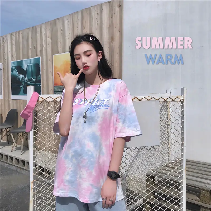 Korean Tie-Dye Mid-Length T-Shirt for Women — feature 8