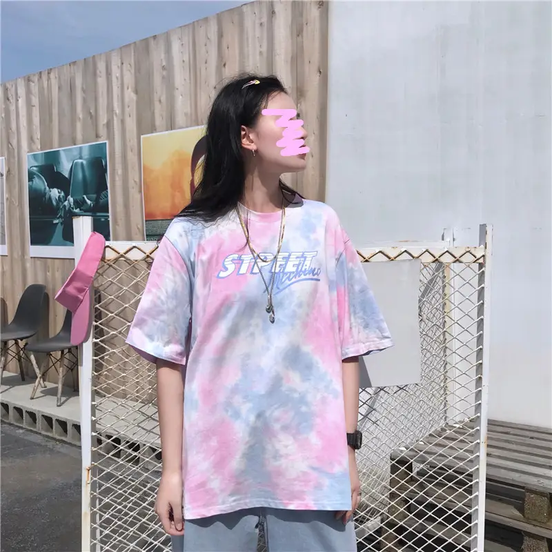 Korean Tie-Dye Mid-Length T-Shirt for Women — feature 9
