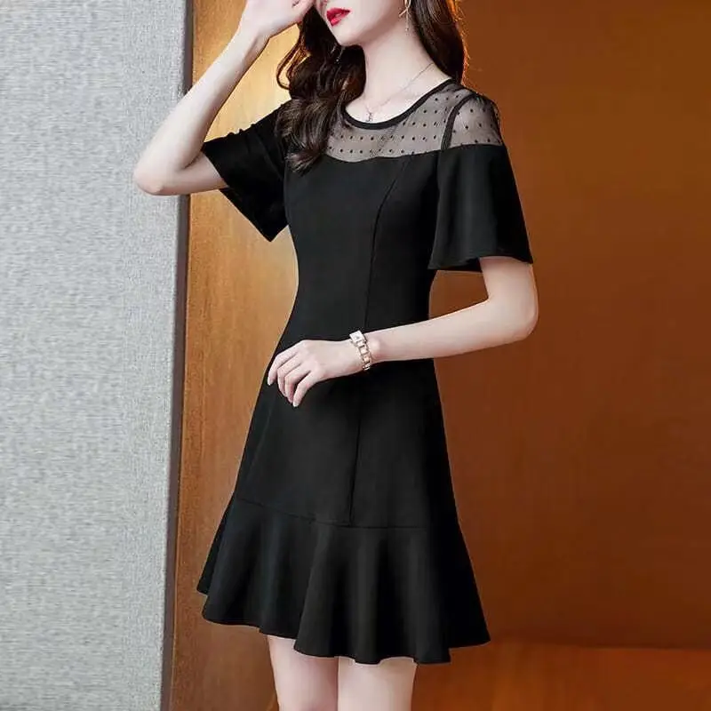 Black Korean Style Dress 2021 Summer Women - Image 2