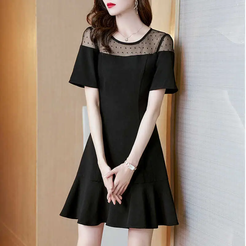 Black Korean Style Dress 2021 Summer Women - Image 3