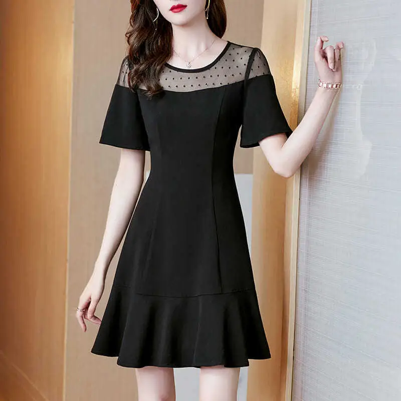 Black Korean Style Dress 2021 Summer Women - Image 4