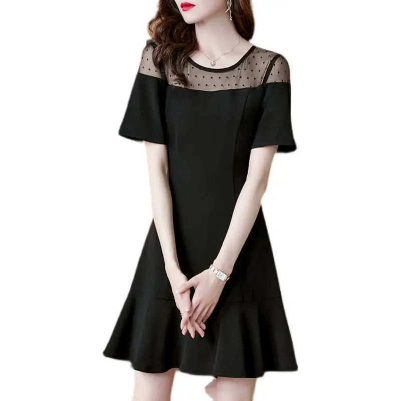 Black Korean Style Dress 2021 Summer Women - Image 5