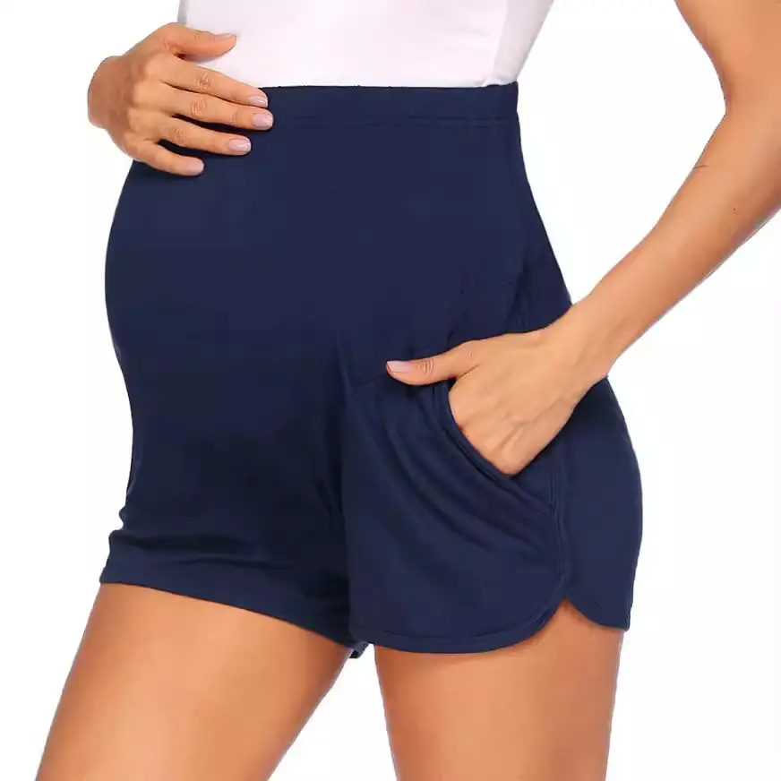 Telescopic Waist Maternity Shorts Black Adjustable - Image 8
